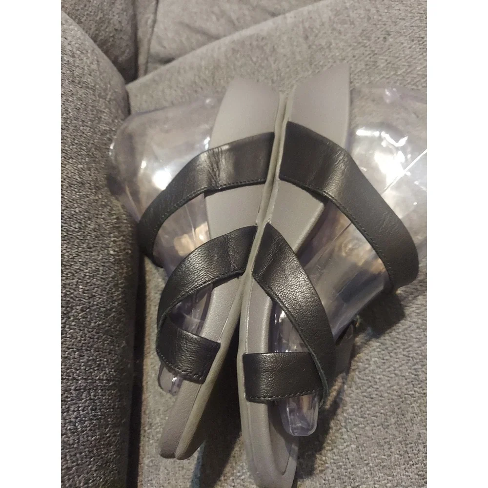 Eastland Hampton Slide Women Black Size 8M Strappy Sandal Toe Boho‎ Y2K Slip On